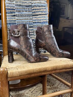 Kelly & Katie Women's Branina Faux Snake Skin Ankle Booties Vegan Size 8